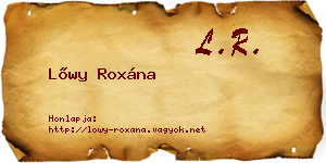 Lőwy Roxána névjegykártya